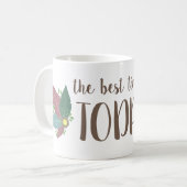 Motivatie kalligrafie veer gem mok (Voorkant links)