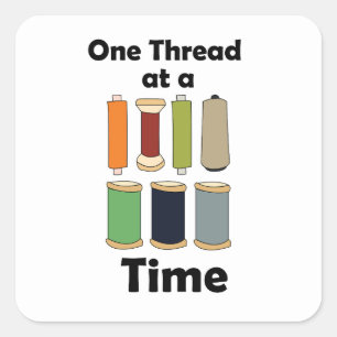 Motivatie: klosjes draad, één draad tegelijk vierkante sticker