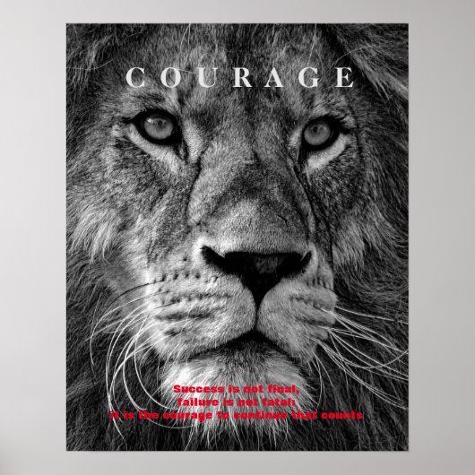 Motivatie leeuwen met zwart/wit poster (Voorkant)