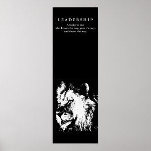 Motivatie leiderschap Citaat Lion Black White Poster