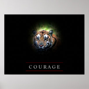 Motivatie leiderschap Courage Tiger Poster Print