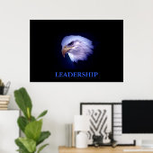 Motivatie leiderschap Eagle Blue Tones Poster (Thuiskantoor)