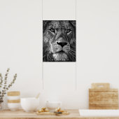 Motivatie leiderschap in Black & White Lion Poster (Keuken)