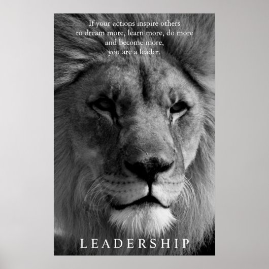 Motivatie leiderschap in Black & White Lion Poster (Voorkant)