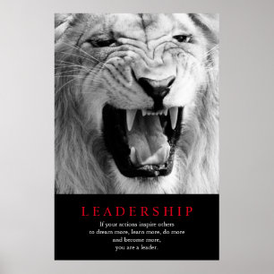 Motivatie leiderschap in Black & White Lion Poster