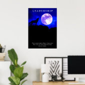 Motivatie Leiderschap Wolf Blue Night Fullmoon Poster (Thuiskantoor)