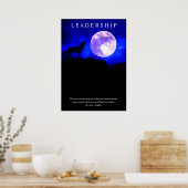 Motivatie Leiderschap Wolf Blue Night Fullmoon Poster (Keuken)