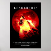 Motivatie leiderschap Wolf Red Night Moon Poster (Voorkant)