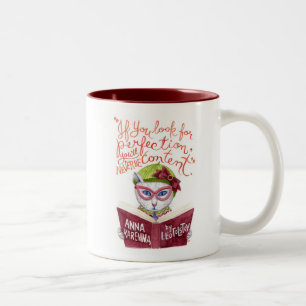 Motivatie Leo Tolstoy Quote Waterverf Cat Tweekleurige Koffiemok