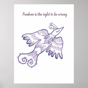 motivatie lijnkunstvogel poster