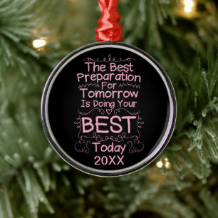 Motivatie meisjes citaat - doe je best vandaag metalen ornament