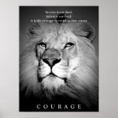 Motivatie moed voor zwart-wit leeuwen poster (Voorkant)