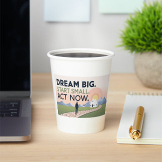 Motivatie Mok - Dream Big. Begin klein. Nu handele Papieren Bekers