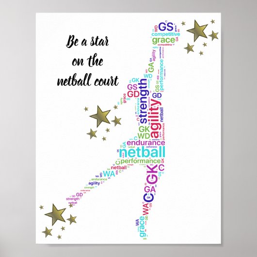Motivatie Netball Star-prijsopgave Poster (Voorkant)