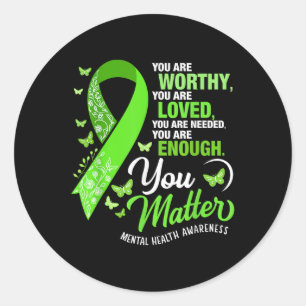 Motivatie ondersteuning Warrior Mental Health Awar Ronde Sticker