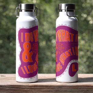 Motivatie Paarse Oranje Retro Ster Stijl Waterfles