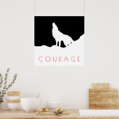 Motivatie Pop Art Courage Wolf Black White Poster (Keuken)