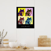 Motivatie Pop Art Courage Wolf Poster Print (Keuken)