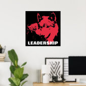 Motivatie Pop Kunstleiders Wolf Black Red Poster (Thuiskantoor)