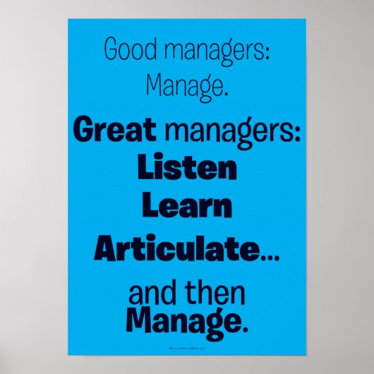 Motivatie Poster - Goede / Grote Managers (Voorkant)