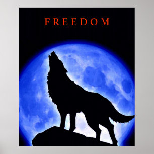 Motivatie Poster Howling Wolf & Blue Moon