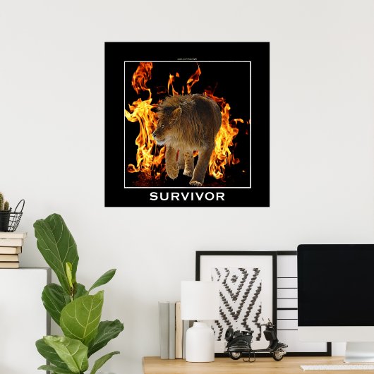 Motivatie Poster voor vlammenbrand en leeuwen (Thuiskantoor)