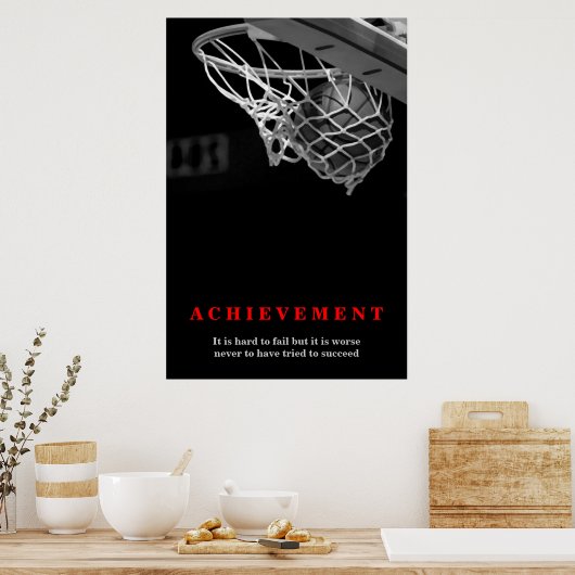 Motivatie prestatie basketbal poster (Keuken)