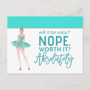 Motivatie prijsopgave/Ballerina/blauwgroen Briefkaart