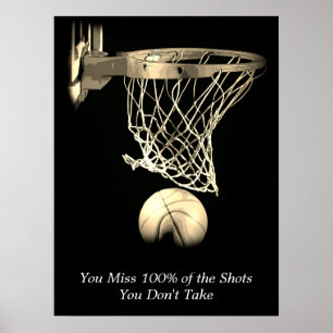 Motivatie prijsopgave Basketball Sepia Poster