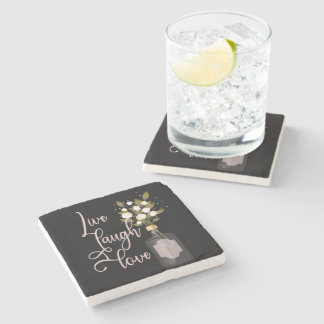 Motivatie Quote Art w / Flowers -Live Lach Liefde Stenen Onderzetter
