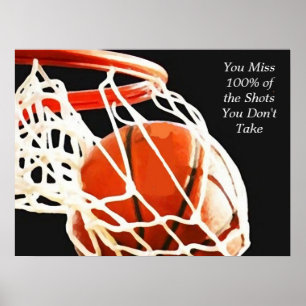 Motivatie Quote Basketball Shot Art Poster