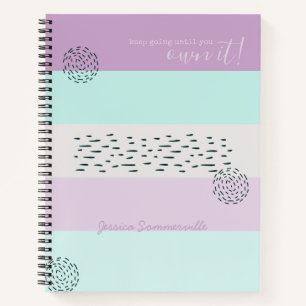 Motivatie Quote Doodle en Stripe Lila Munt Notitieboek