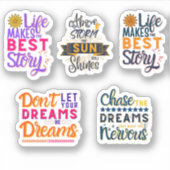 MOTIVATIE QUOTES 5 pack Sticker (Voorkant)