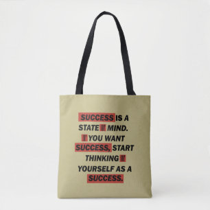 Motivatie quotes succes in het leven draagtas