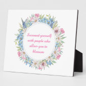 Motivatie Roze Blauw Floral Wreatque Plaque Fotoplaat (Zijkant)