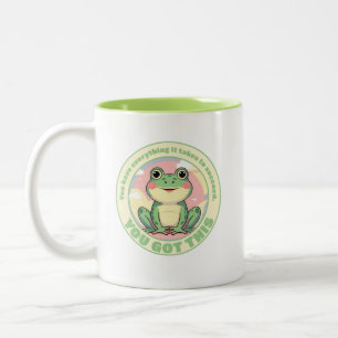 Motivatie Schattige kikkerontwerp - je hebt dit! Tweekleurige Koffiemok