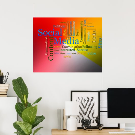 Motivatie Social Media Word Cloud Poster (Thuiskantoor)