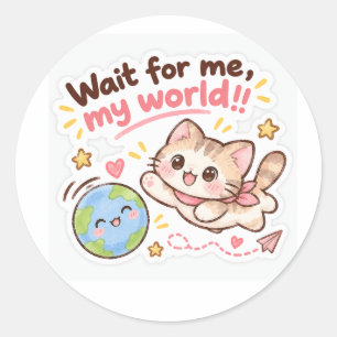 Motivatie sticker "Wacht op mij, mijn wereld"