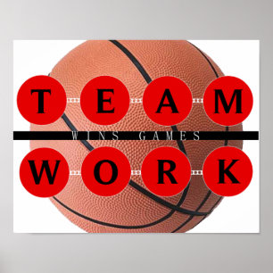 Motivatie TEAMWORK Wint Games Basketball Poster