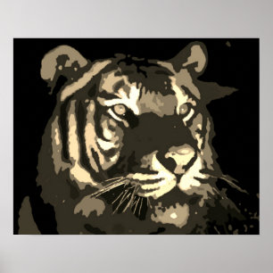 Motivatie Tiger Eyes  Sepia Poster