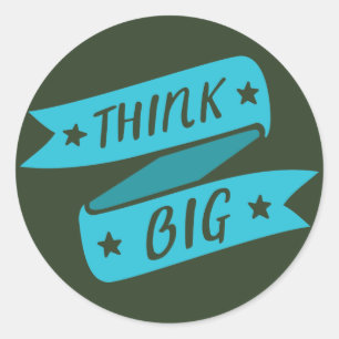 Motivatie, trendy Denk groots blauw Ronde Sticker