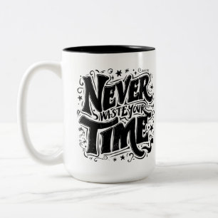Motivatie typografie tweekleurige koffiemok