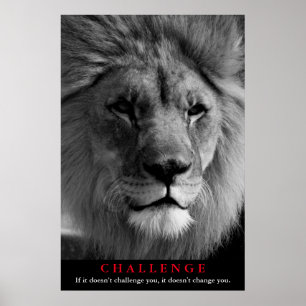 Motivatie uitdaging voor Black & White Lion Poster