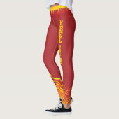 Motivatie vlammen met naam geel script op rood leggings (Links)