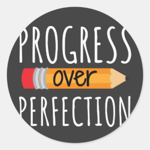 Motivatie vooruitgang bij de perfectie ronde sticker