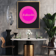 Motivatie wandkunst voor vrouwen roze en zwart