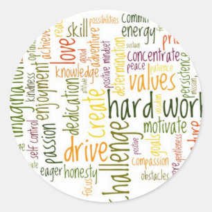 Motivatie woorden #2 positieve houding ronde sticker