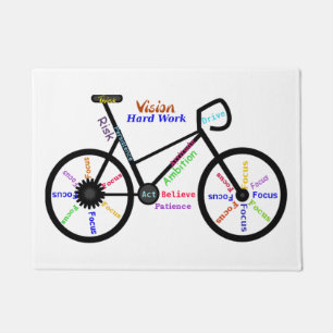 Motivatie woorden, fietsen, fietsen, fietsvrouwen deurmat