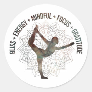 Motivatie woorden voor dankbaarheid yoga pose brow ronde sticker