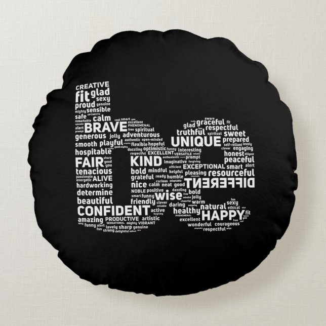 Motivatie Word Cloud Sierkussen Rond Kussen (Voorkant)